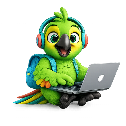 Lorito con laptop